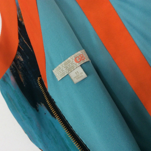 🦋Gianni Bini Flowy Teal Orange Maxi Dress 11 - Picture 6 of 8